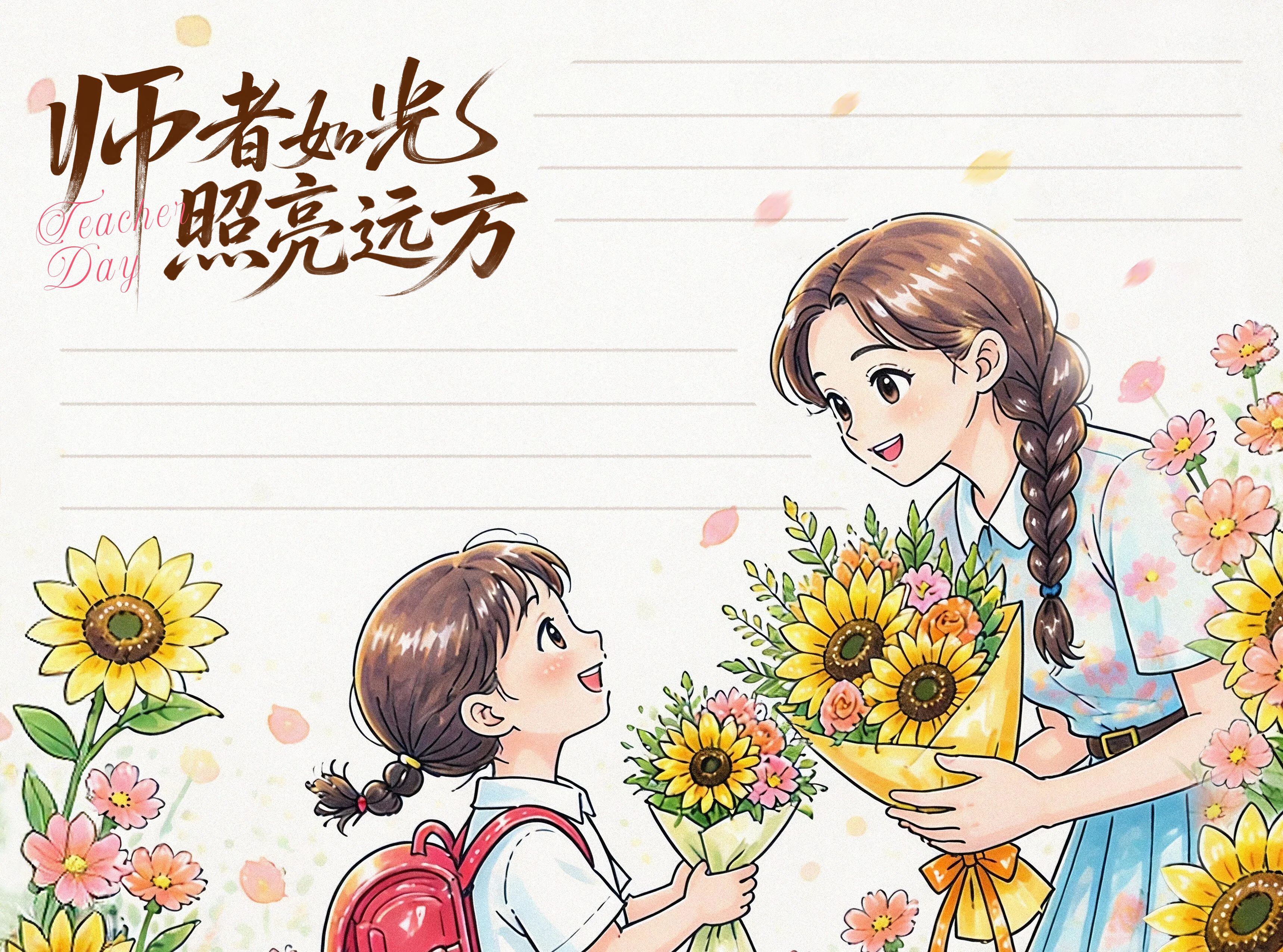 卡通插画风黄色学生素材教师节通用类手抄报