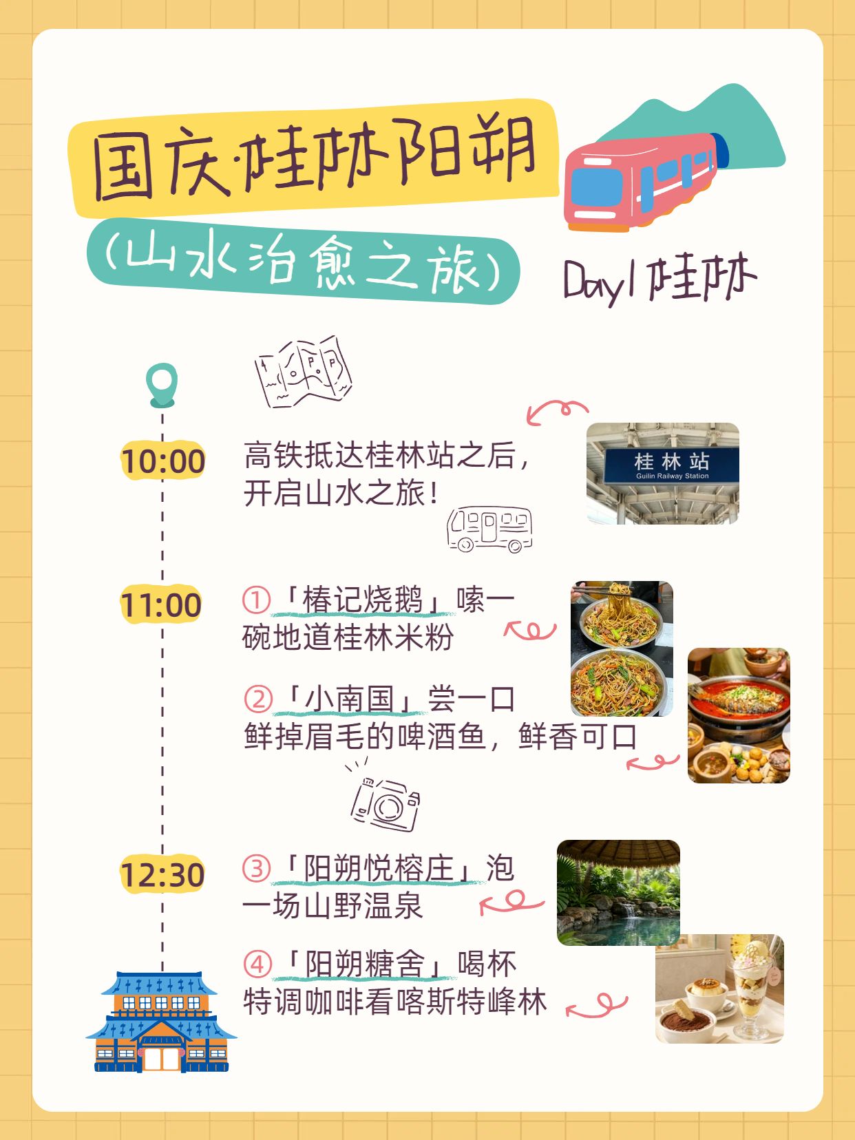 简约卡通风黄色交流分享国庆节旅游出行攻略小红书封面