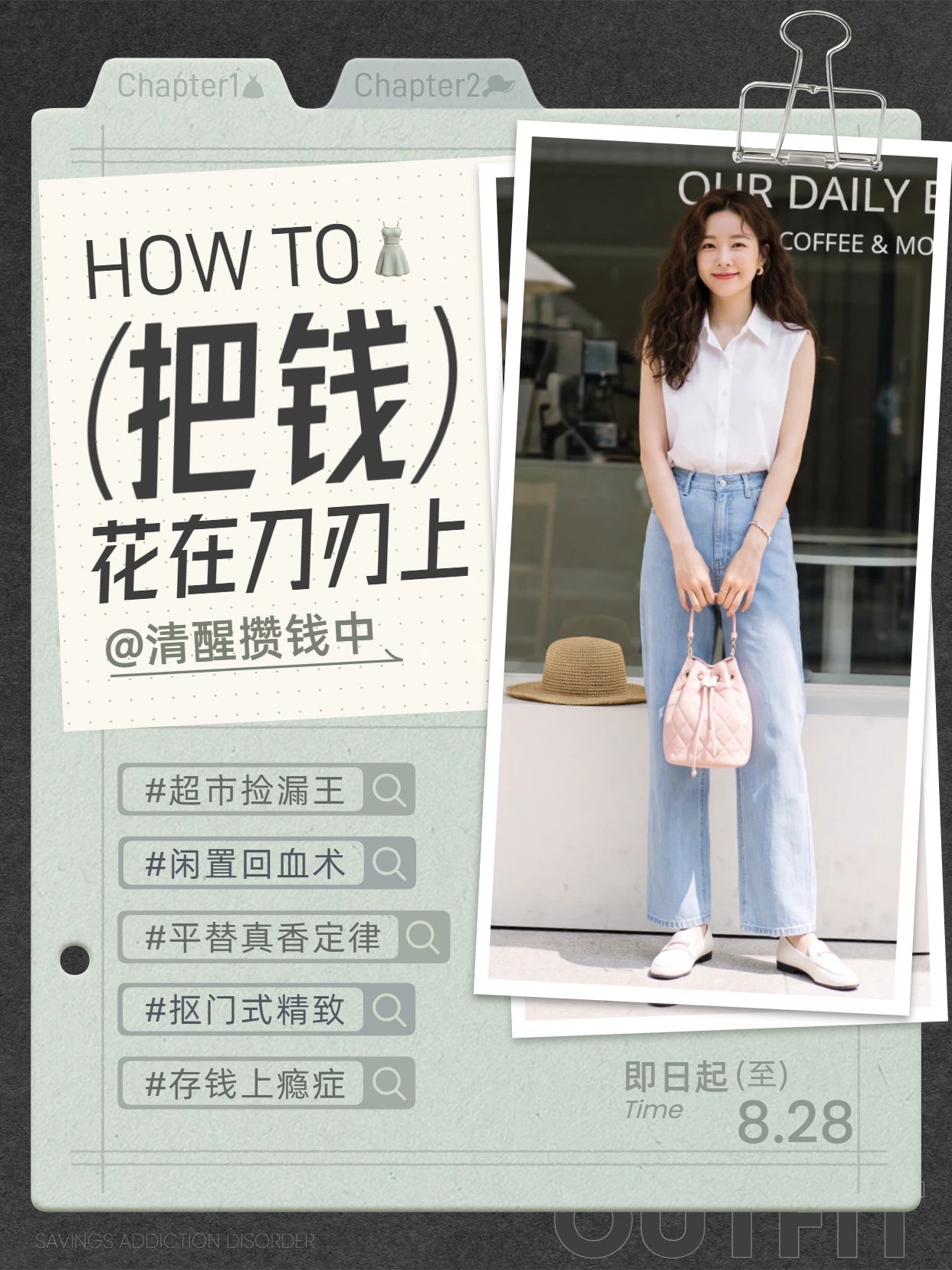时尚风绿色通用类交流分享HOW TO生活省钱小红书封面