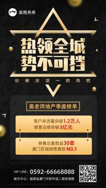 奢华商务风黑金地产季度榜单喜报表彰海报 奢华商务风黑金地产季度榜单喜报表彰海报模板图片