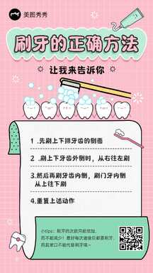 扁平插画可爱风刷牙方法步骤百科知识科普海报 扁平插画可爱风刷牙方法步骤百科知识科普海报模板图片