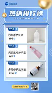简约拼贴时尚风美妆店护肤品热销排行榜海报 简约拼贴时尚风美妆店护肤品热销排行榜海报模板图片