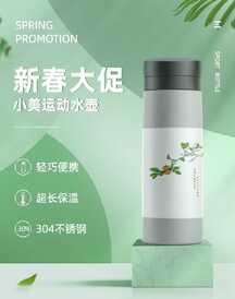 清新时尚运动水壶新春大促电商海报 清新时尚运动水壶新春大促电商海报模板图片