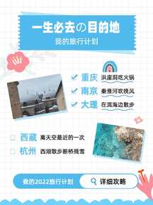清新手绘手账风必去的目的地小红书封面海报 清新手绘手账风必去的目的地小红书封面海报模板图片
