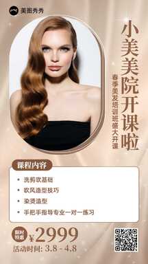轻奢时尚风美发培训班开课限时优惠海报 轻奢时尚风美发培训班开课限时优惠海报模板图片