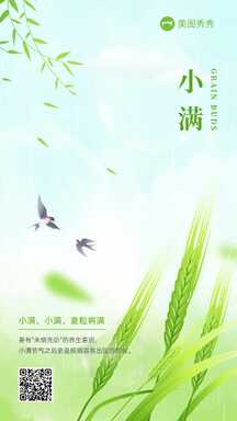简约手绘风小满节气祝福海报 简约手绘风小满节气祝福海报模板图片