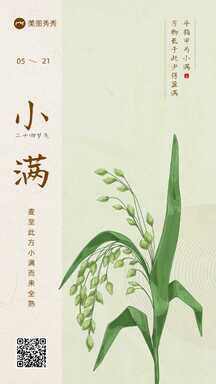 简约线条中国风小满节气祝福海报 简约线条中国风小满节气祝福海报模板图片