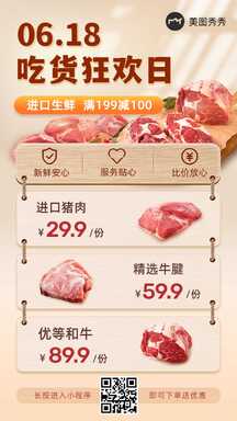 618电商进口生鲜肉类促销海报 618电商进口生鲜肉类促销海报模板图片