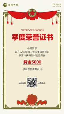 复古轻拟物员工表彰荣誉证书海报 复古轻拟物员工表彰荣誉证书海报模板图片