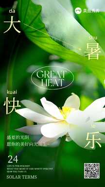 清新实景风大暑节气祝福宣传海报 清新实景风大暑节气祝福宣传海报模板图片