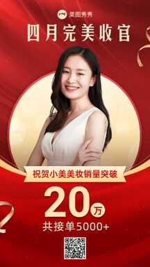 红金喜庆风美妆业绩销量突破表彰海报 红金喜庆风美妆业绩销量突破表彰海报模板图片