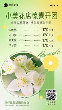 时尚酸性风花店团购价目表海报 时尚酸性风花店团购价目表海报模板图片