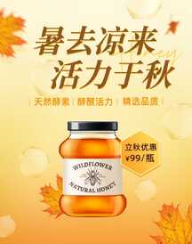 文艺时尚温馨风立秋节气蜂蜜养生营销电商竖版海报 文艺时尚温馨风立秋节气蜂蜜养生营销电商竖版海报模板图片