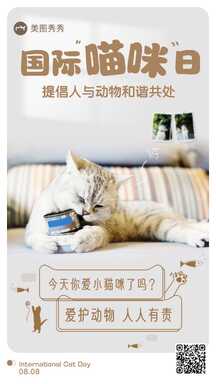 简约实景风国际猫咪日爱护动物公益宣传海报 简约实景风国际猫咪日爱护动物公益宣传海报模板图片